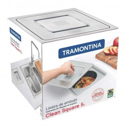 Lixeira de Embutir Tramontina Clean Square em Aço Inox com Balde Plástico 5 L